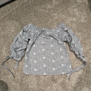 Socialite Blue Floral Off-Shoulder Blouse